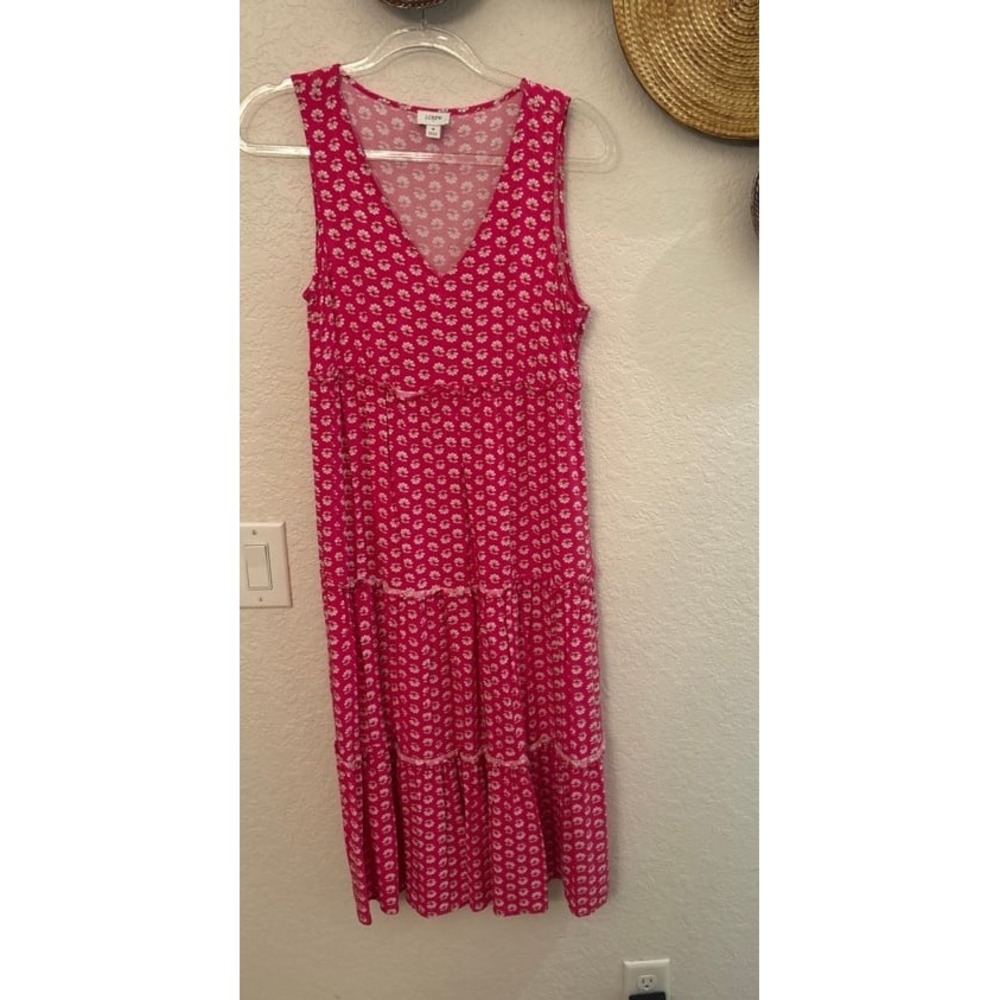 J.Crew pink floral tiered sleeveless midi dress size 4